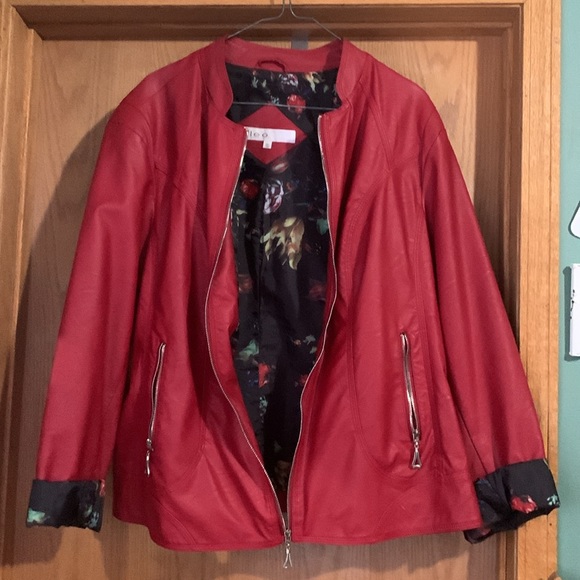 Rayon and pleather jacket - with black floral lining - Picture 2 of 5